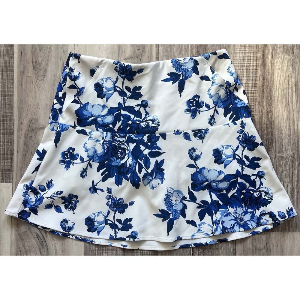 Polo Golf Ralph Lauren Flounce Floral Skort Medium White Blue Tennis Pickleball